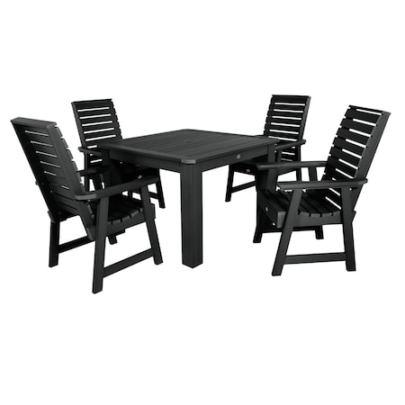 Highwood Usa Weatherly 5pc Square Outdoor Patio Furniture Dining Set AD-DNW44-BKE